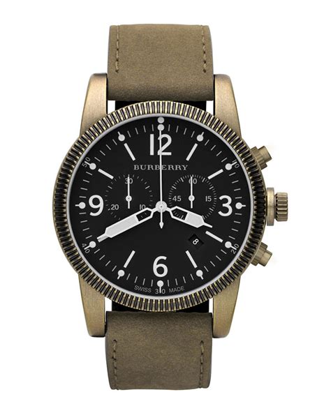 burberry military chronograph watch brown bronze|Burberry watches outlet online.